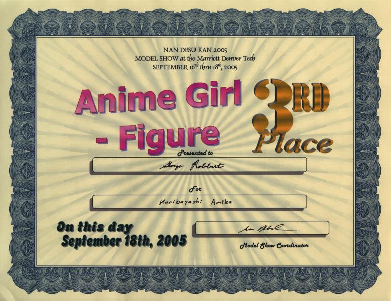 3rd Place, Anime Girl at NDK 2005